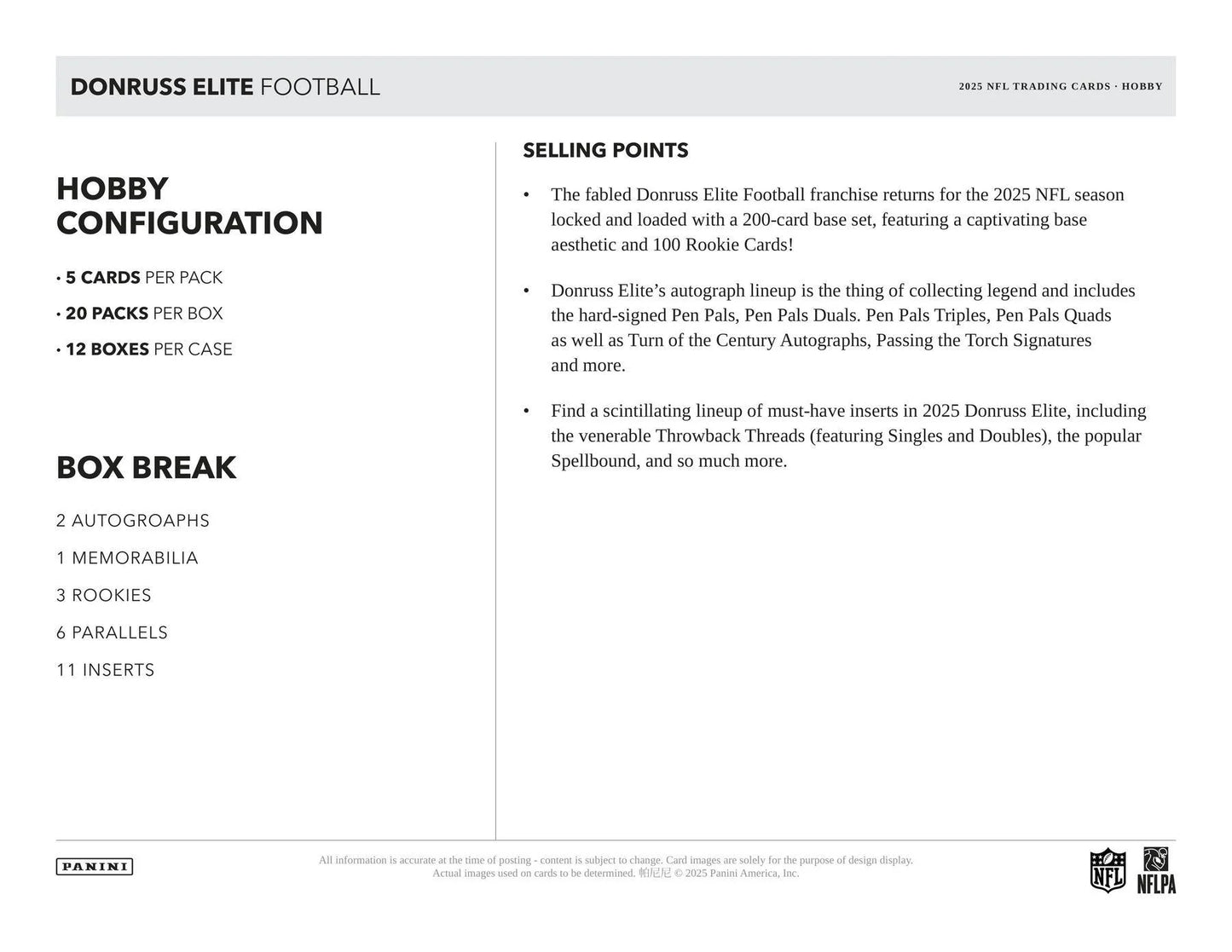 2025 Panini Donruss Elite Football Hobby Pack (7/25)