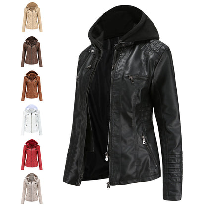 Hooded Leather Jacket Washed PU