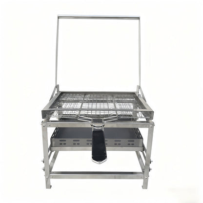 ⚡Clearance Sale🍻 Adjustable Charcoal Rotating Grill, with BBQ Net and Carbon Clip×2, Outdoor Barbecue, Summer Camping