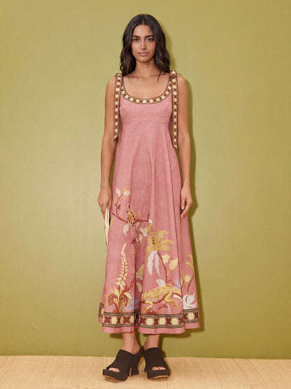 Unique Tropical Lizard Print Maxi Dress