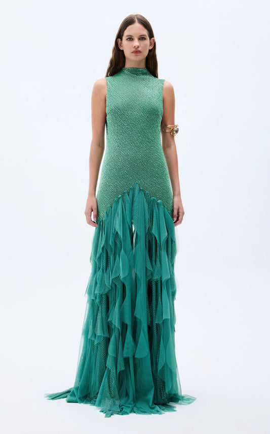 Bodycon High Neck Open Back Long Dress