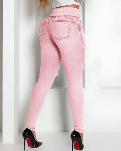 Ripped Slim Fit Jegging Style Jeans For Everyday Use