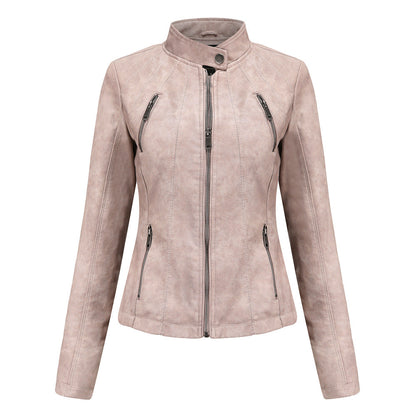 Cropped Zip Leather Jacket