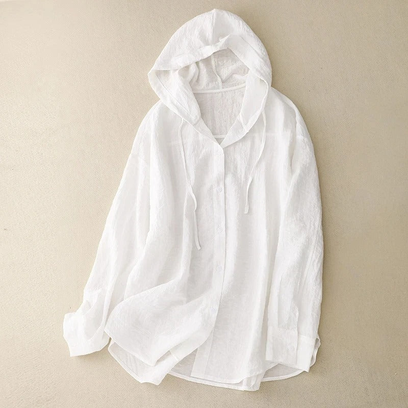 CORAL LINEN HOODIE