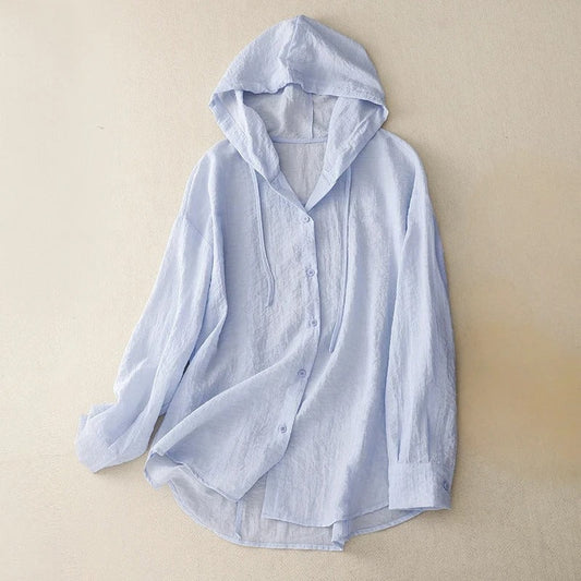 CORAL LINEN HOODIE