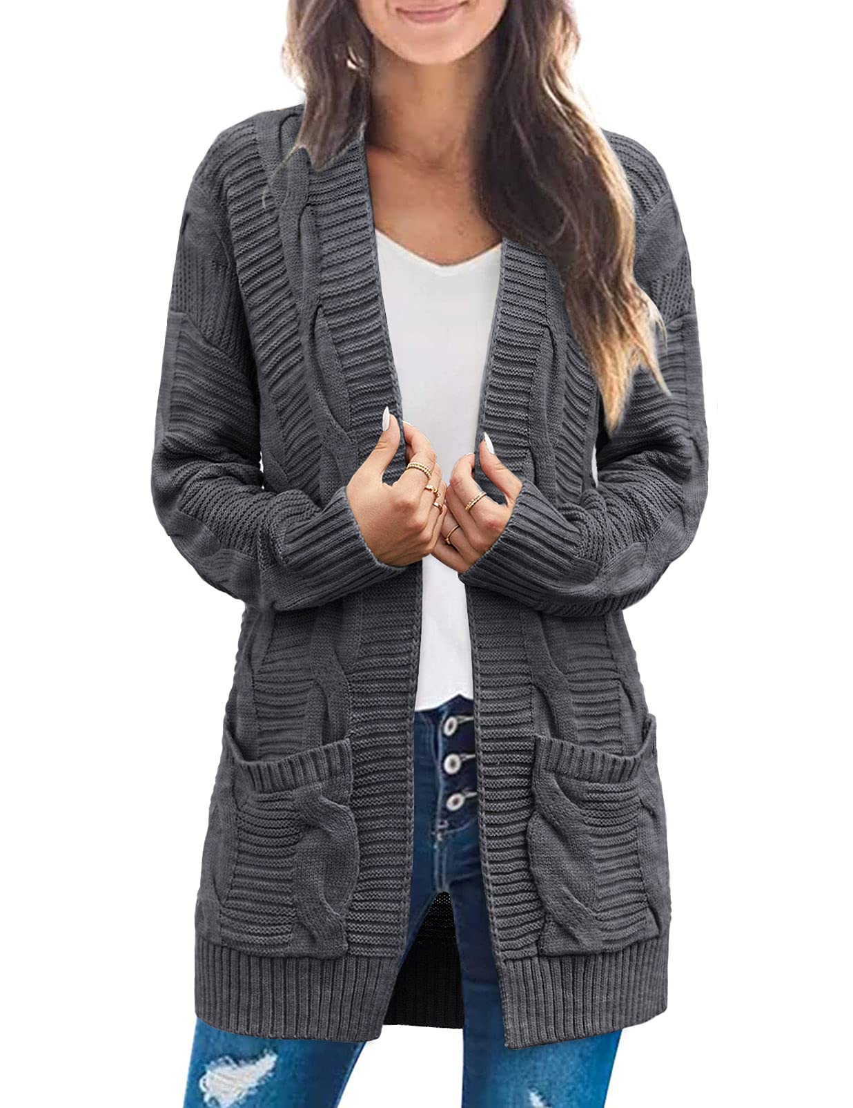 Women's Long Sleeve Cable Knit Cardigan Sweaters
