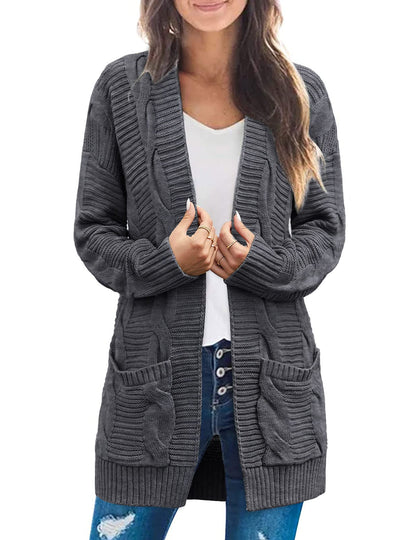 Women's Long Sleeve Cable Knit Cardigan Sweaters