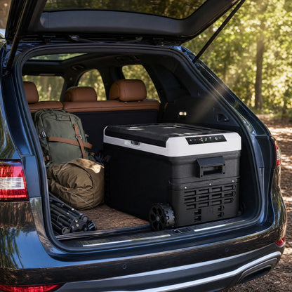 Pabuluer Overland Series 50L (53QT) Portable Refrigerator & Deep Freezer with All-Terrain Wheels