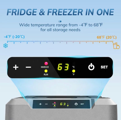 Pabuluer Overland Series 50L (53QT) Portable Refrigerator & Deep Freezer with All-Terrain Wheels