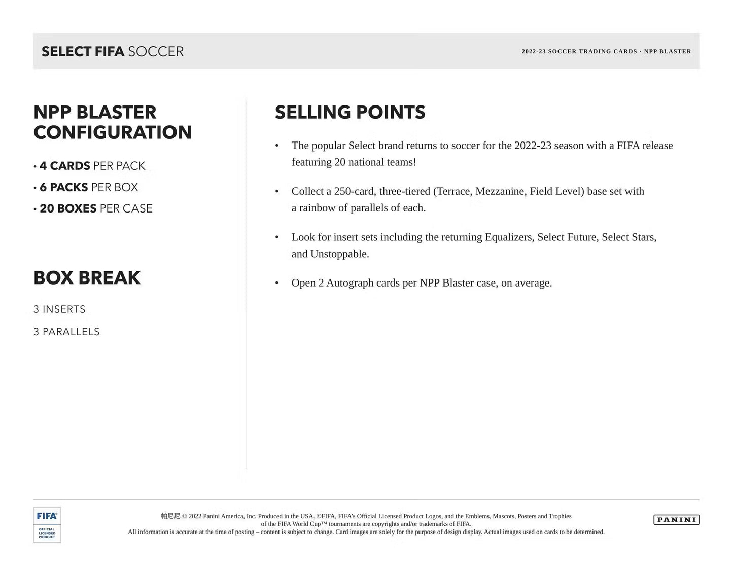 2022/23 Panini Select FIFA Soccer Blaster Box