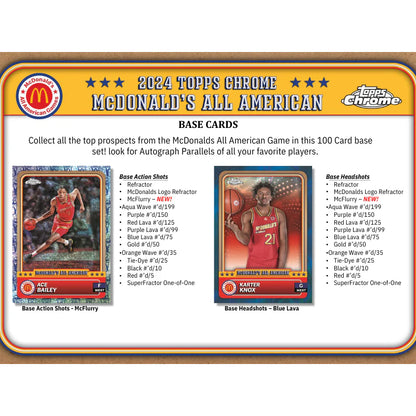 2024 Topps McDonalds All-American Chrome Basketball Hobby Box