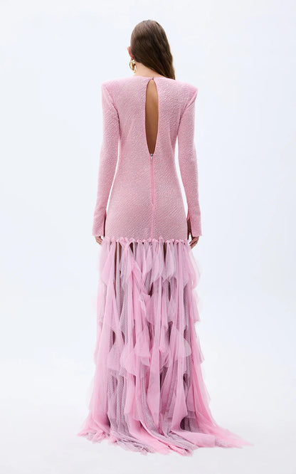 Bodycon High Neck Open Back Long Dress