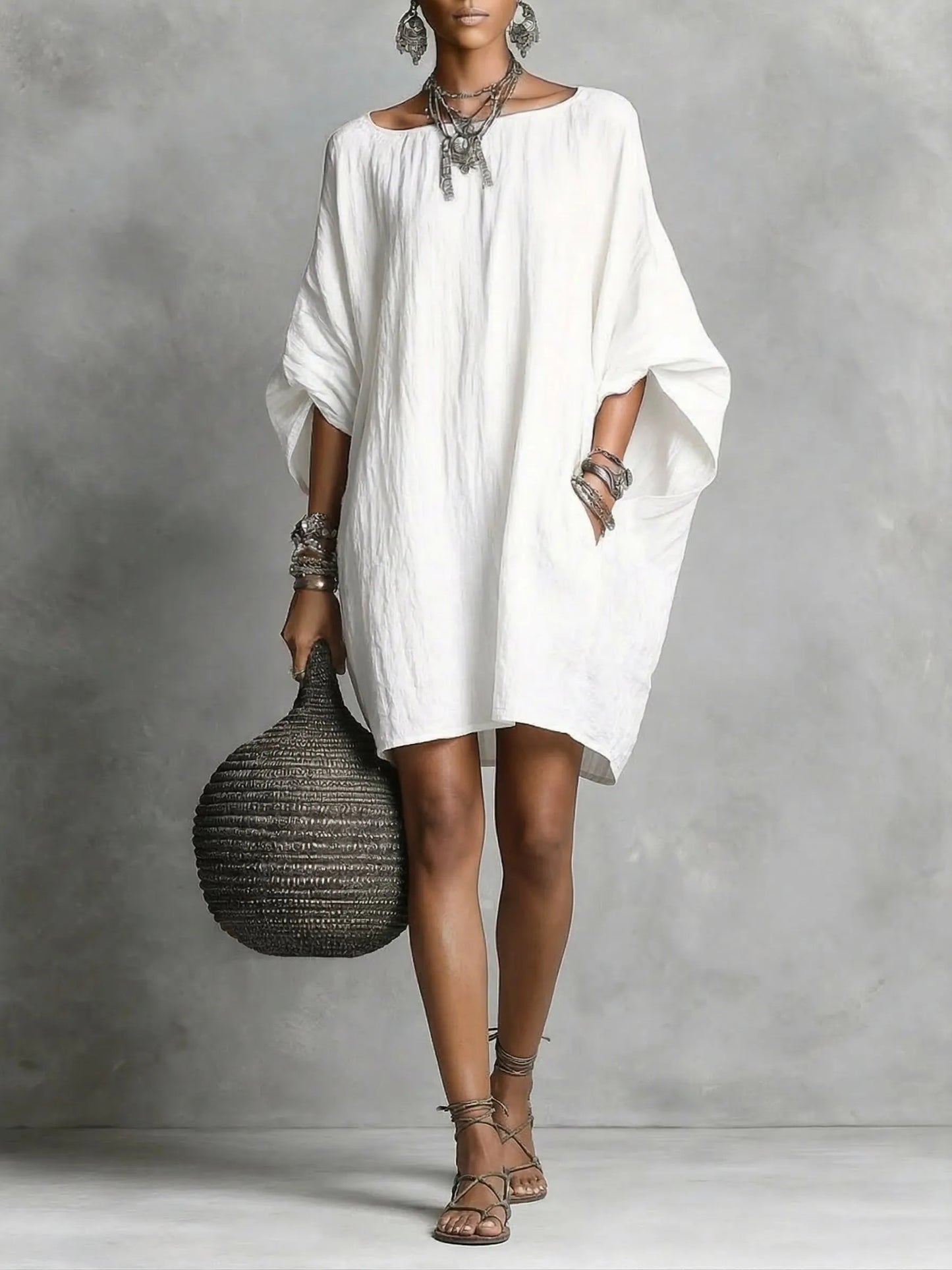 Casual cotton and linen dress
