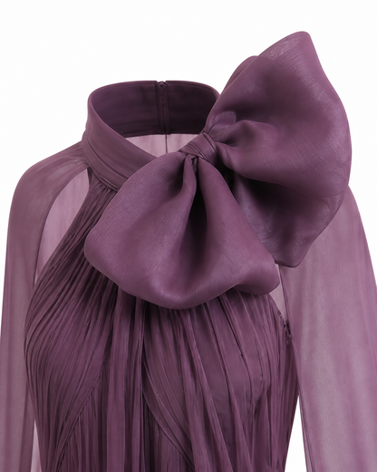 Purple Chiffon Halter Neck Gown Elegant Formal Evening Dress