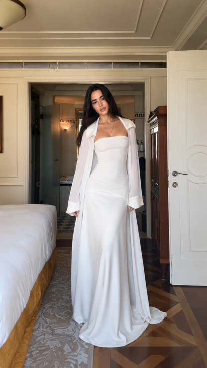 Strapless Maxi Dress with Sheer Duster Set