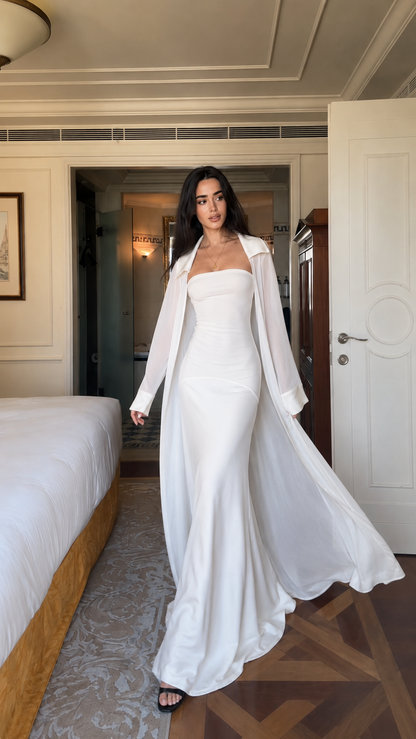 Strapless Maxi Dress with Sheer Duster Set