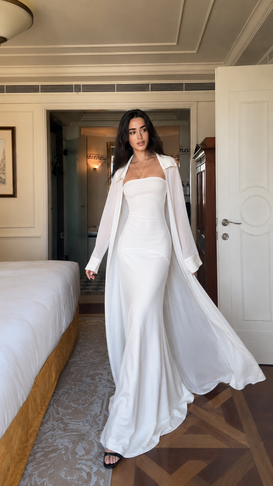 Strapless Maxi Dress with Sheer Duster Set