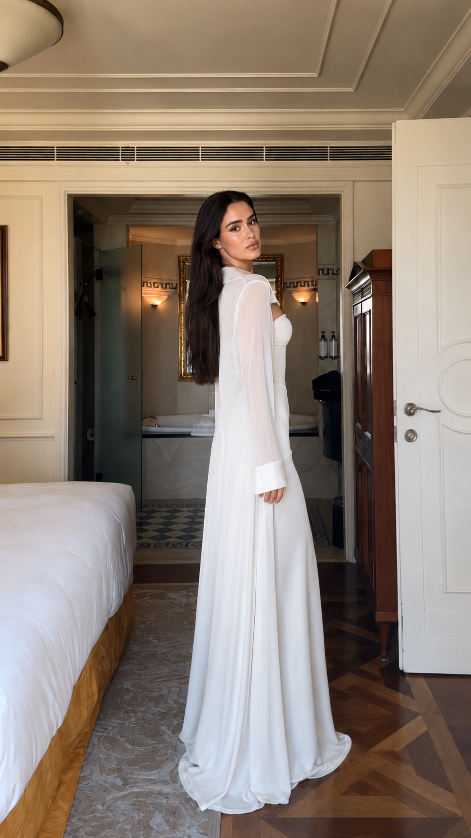 Strapless Maxi Dress with Sheer Duster Set