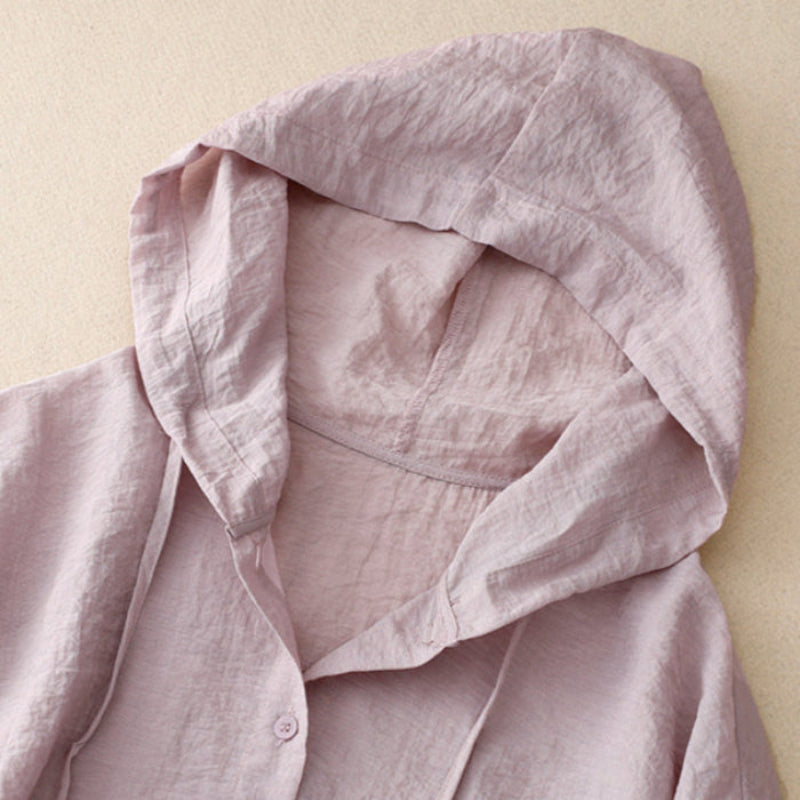 CORAL LINEN HOODIE