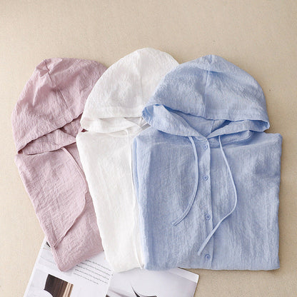 CORAL LINEN HOODIE