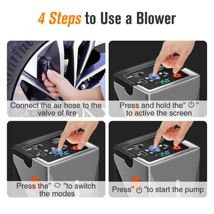 Portable Jump Starter with Air Pump, Blower & LED Light(12000 mAh)