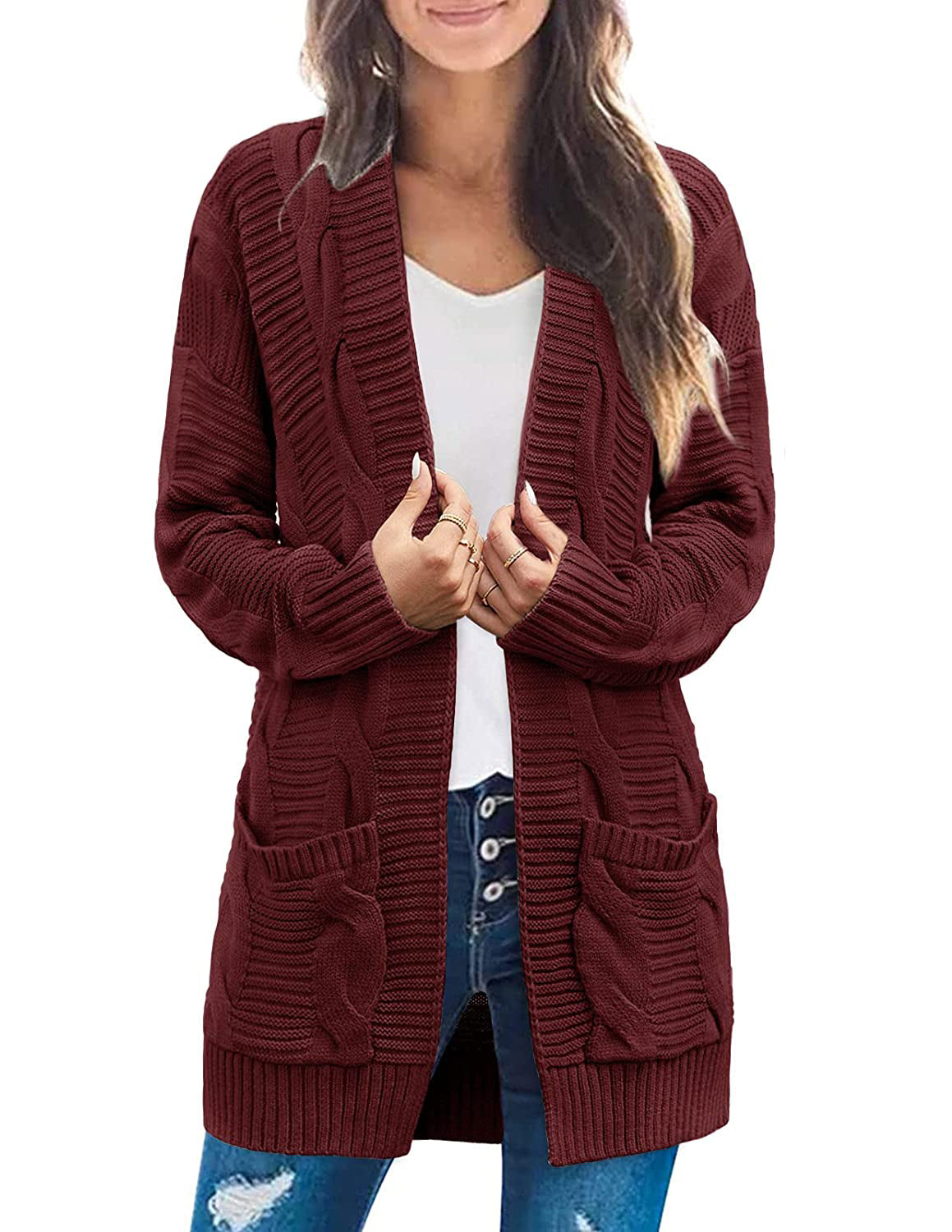 Women's Long Sleeve Cable Knit Cardigan Sweaters