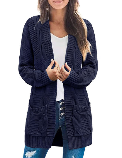 Women's Long Sleeve Cable Knit Cardigan Sweaters