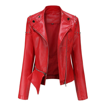 NEW RIVETED WASHED PU LEATHER JACKET