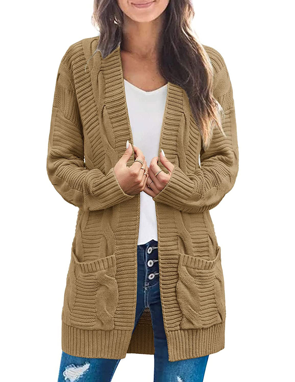 Women's Long Sleeve Cable Knit Cardigan Sweaters