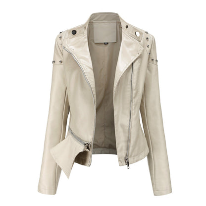 NEW RIVETED WASHED PU LEATHER JACKET