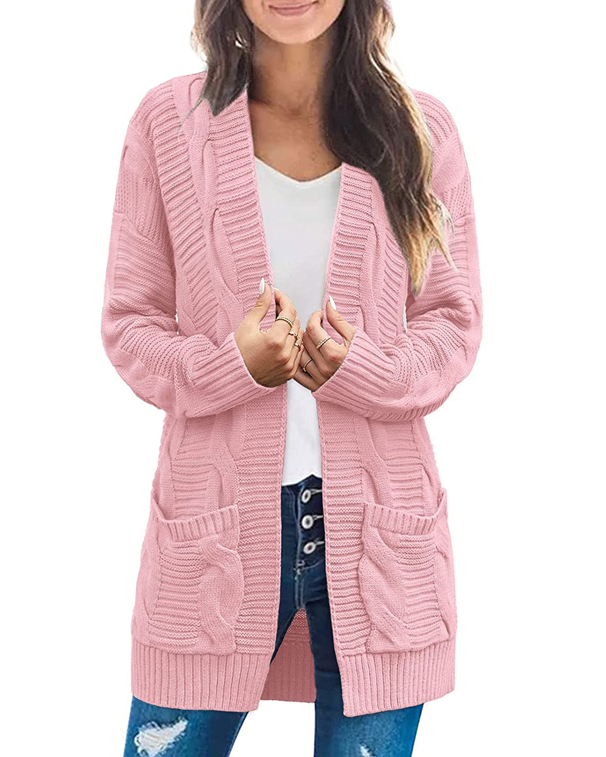 Women's Long Sleeve Cable Knit Cardigan Sweaters