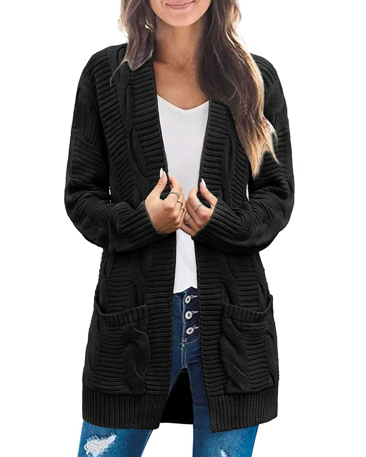 Women's Long Sleeve Cable Knit Cardigan Sweaters