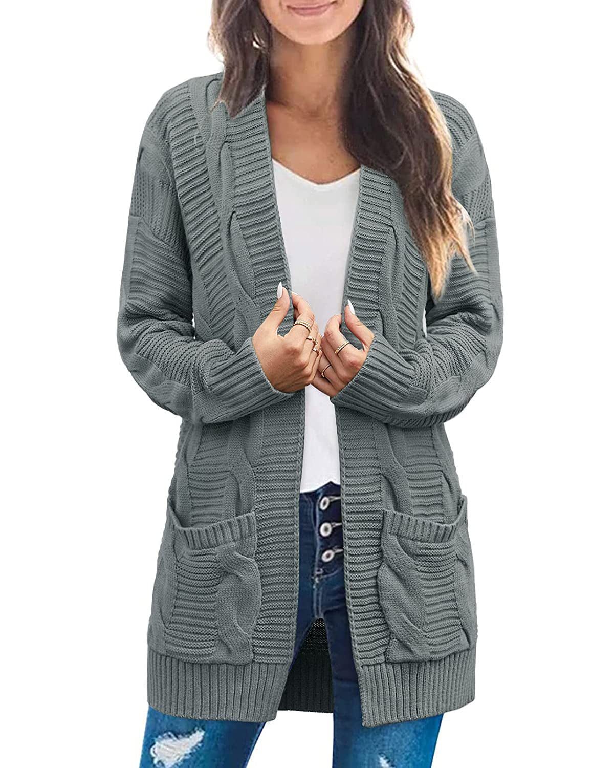 Women's Long Sleeve Cable Knit Cardigan Sweaters