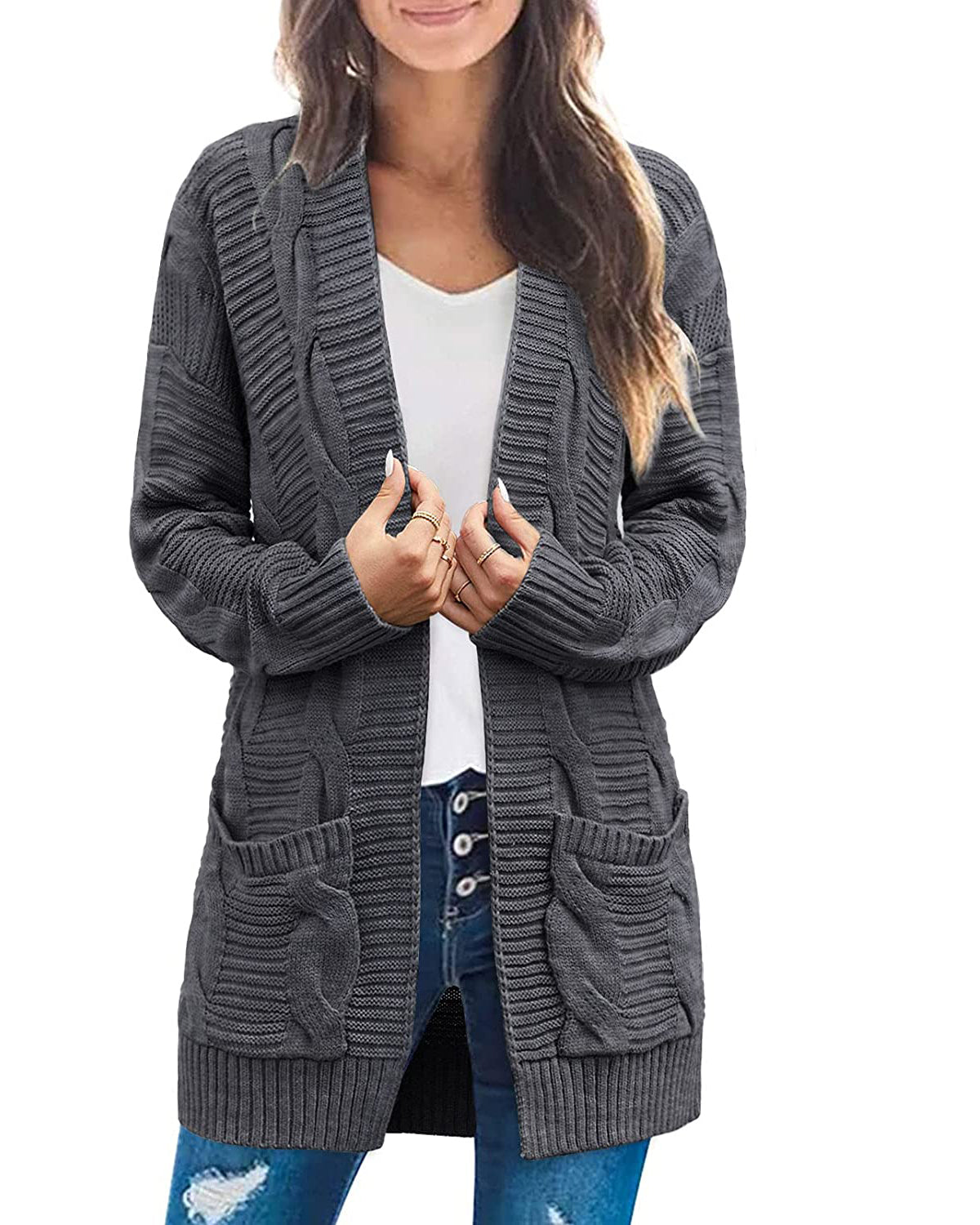 Women's Long Sleeve Cable Knit Cardigan Sweaters