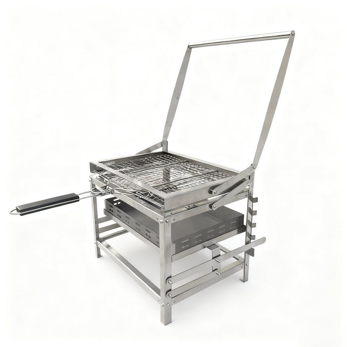⚡Clearance Sale🍻 Adjustable Charcoal Rotating Grill, with BBQ Net and Carbon Clip×2, Outdoor Barbecue, Summer Camping