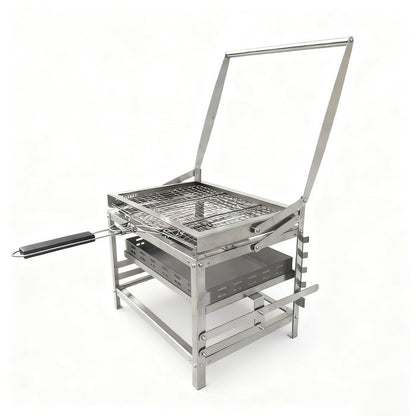 ⚡Clearance Sale🍻 Adjustable Charcoal Rotating Grill, with BBQ Net and Carbon Clip×2, Outdoor Barbecue, Summer Camping