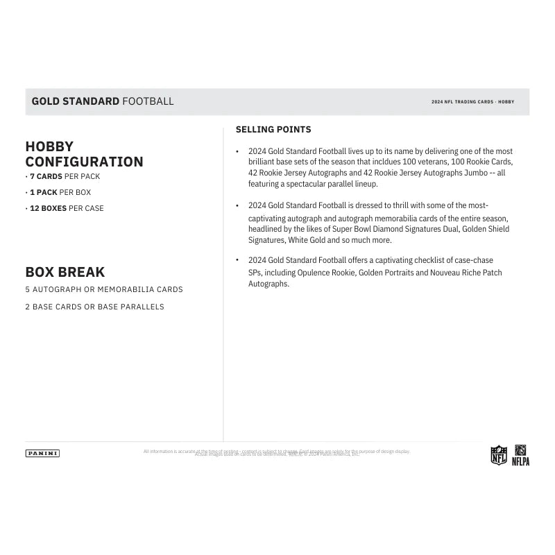 2024 Panini Gold Standard Football Hobby Box