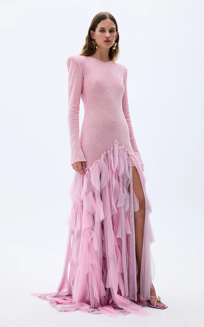 Bodycon High Neck Open Back Long Dress